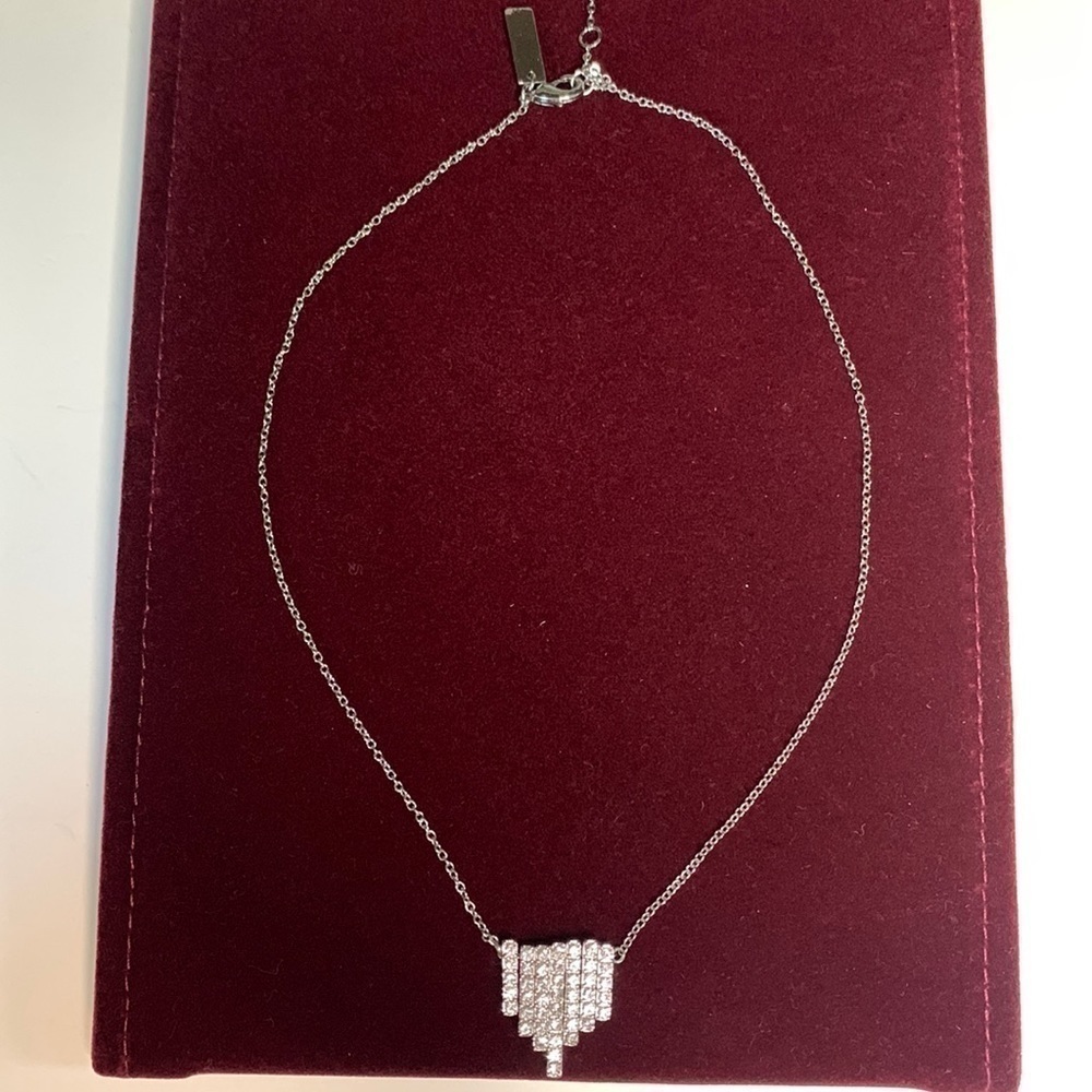 Faux white gold and rhinestone necklace. - Picture 1 of 3